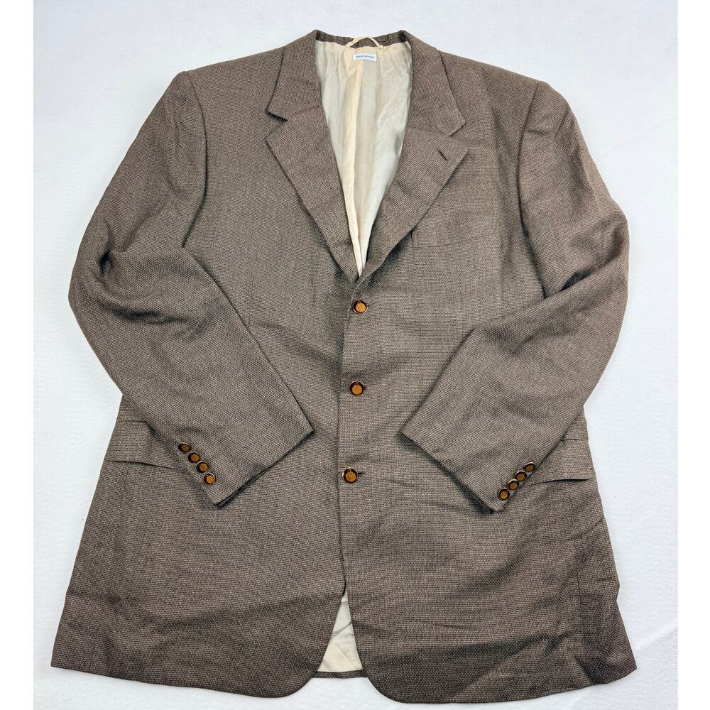 Vintage 80s Brioni for Neiman Marcus Italy Blazer Double Vent B Button 50L Brown
